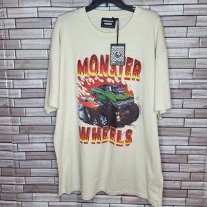 NWT Super‎ Massive Unisex Top Monster Wheels Graphic T-Shirt - Tan - Size XXL